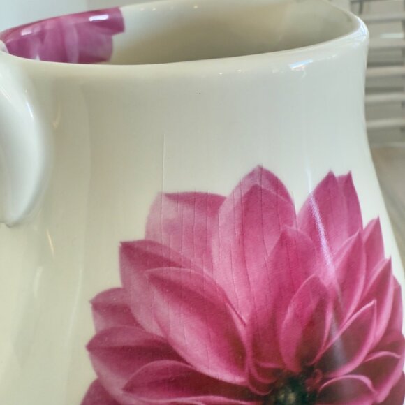 Lord & Taylor Ceramic Water Pitcher Dahlia Flower Print Made in Portugal - Picture 6 of 8